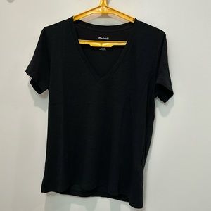 Madewell Black Organic Cotton T Shirt Size Small V Neck Short Sleeves NWT